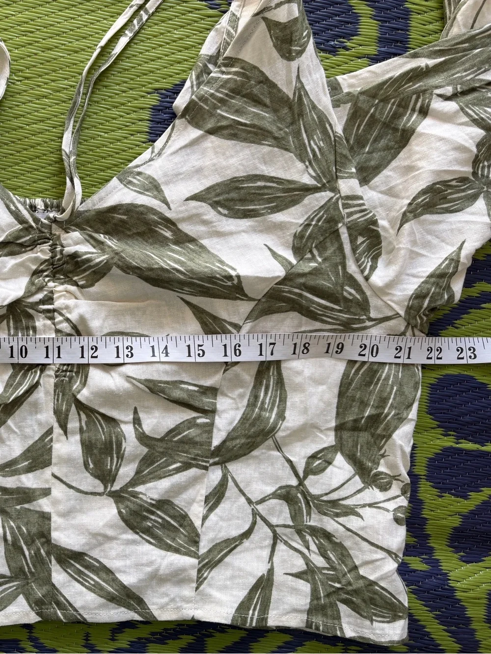 Reitmans Linen-Blend Midi Skirt Set Green Leaf Pattern High Side Slit Size XXL - Picture 15 of 16